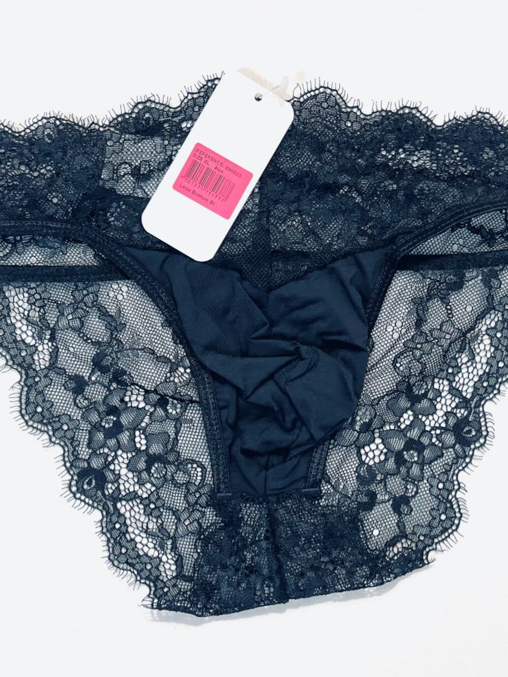 "Secret Male" Size XL  Sheer Solid +  Lace Bikini Brief - Polyamide Blend- Black